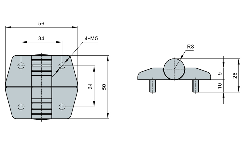 Butt Hinges Dimensional Drawing-006