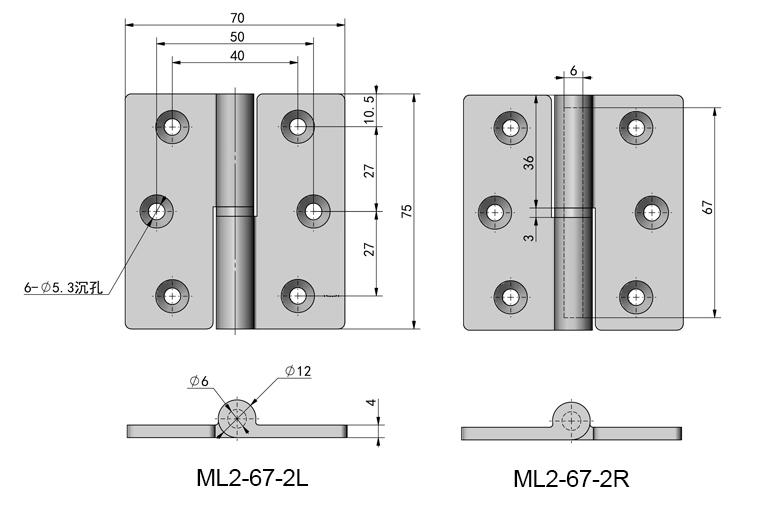 Removable hinges made of zinc alloy