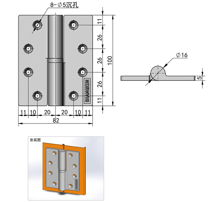 Stainless steel heavy-duty disassembly hinges