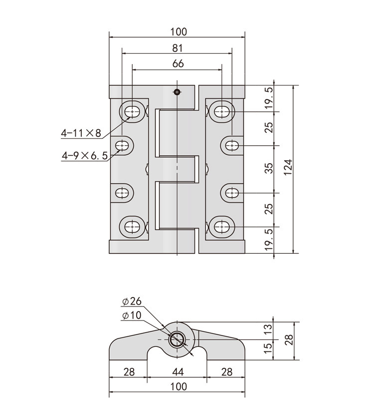 heavy-duty hinges demensional drawing ML2-003-6-4