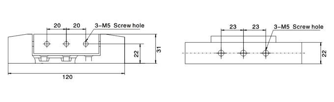 side-mounted freezer hinges dimensional drawing