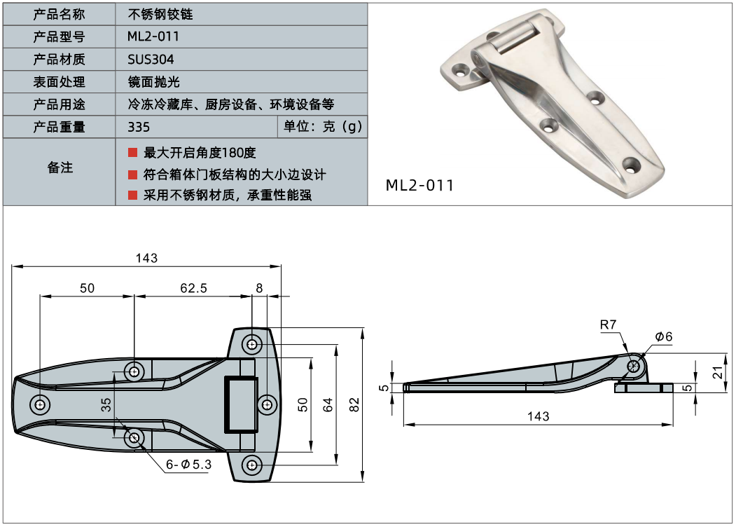 Heavy-duty security hinges for stainless steel boxes