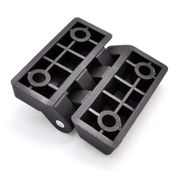 Various sizes of black nylon hinges