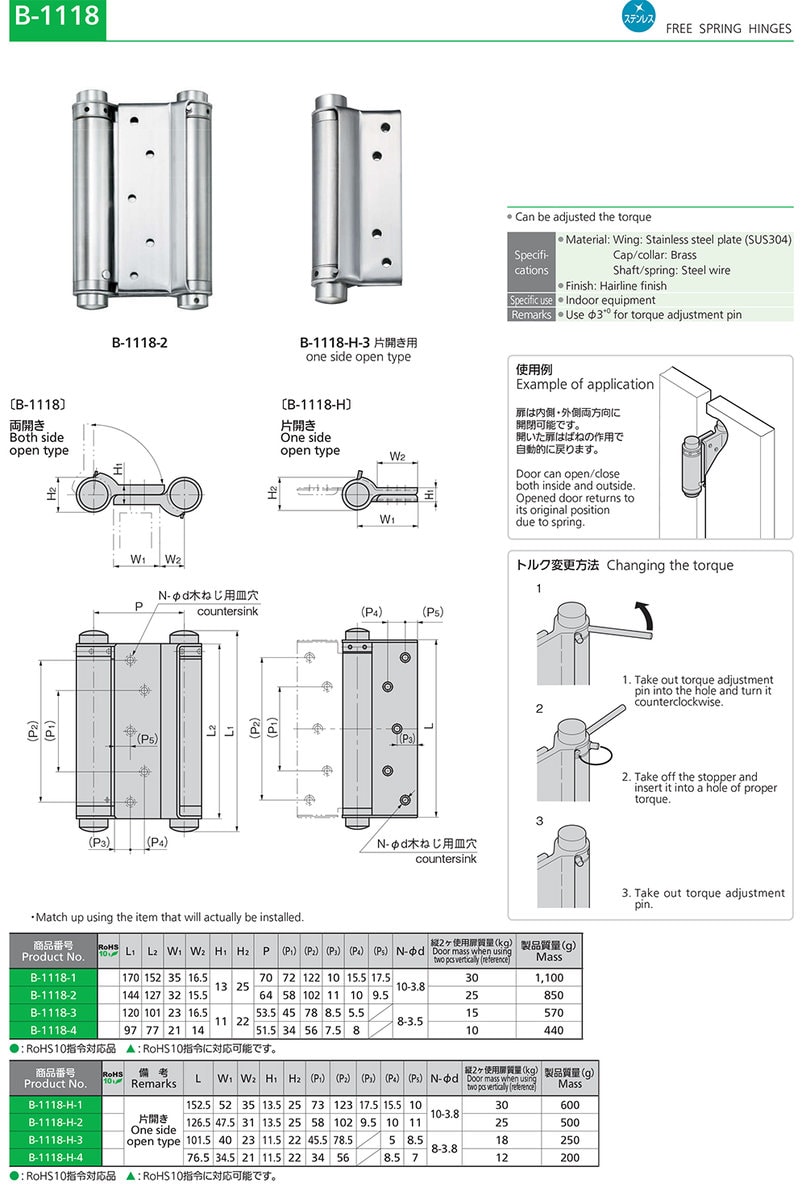 Adjustable Free Spring Hinges