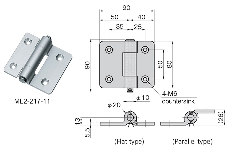 Detachable Hinges For Aluminium Profiles