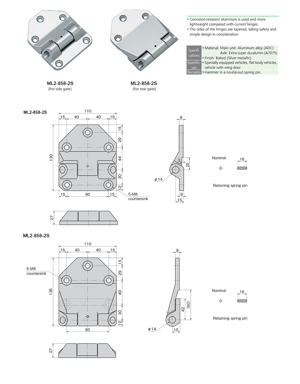 Truck Deck Door Hinges