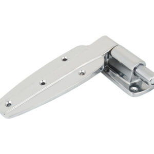 Cam lift hinges for cold storage rooms