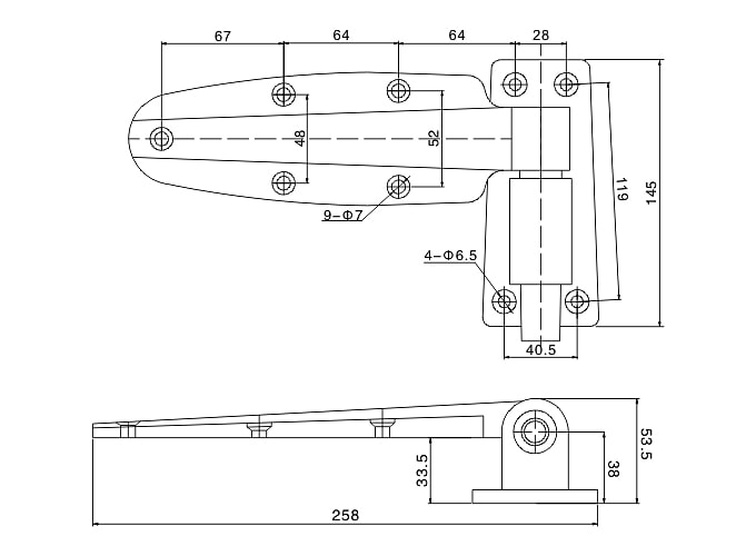 Fire-rated cold storage room hinges