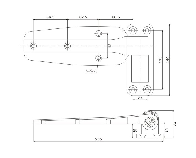 Heavy duty cold storage room hinges