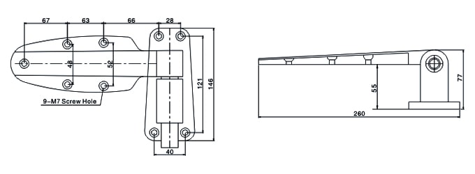 Lift-off convex door hinge in stainless steel