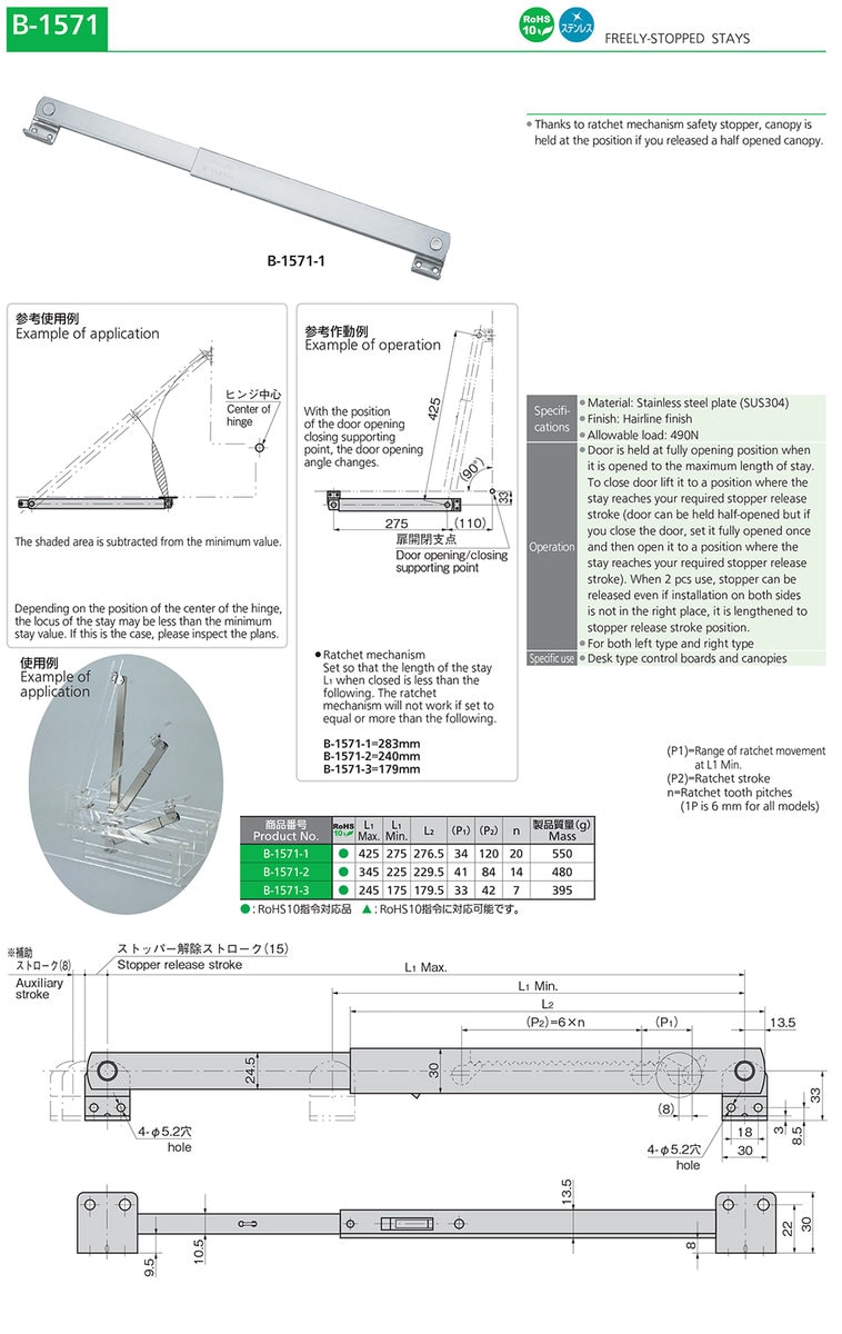 Freely Stopped Door Stays