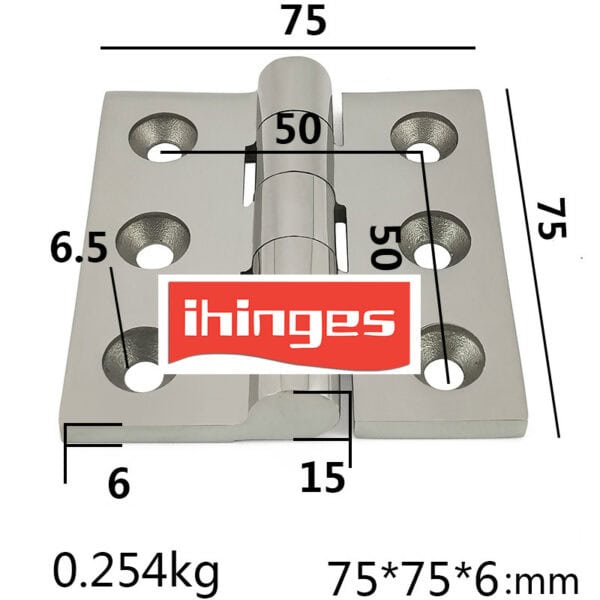 75×75mm 304 Stainless Steel Industrial Hinge ML2-JL105 | Heavy Duty Brushed Finish, Flush Mount Design